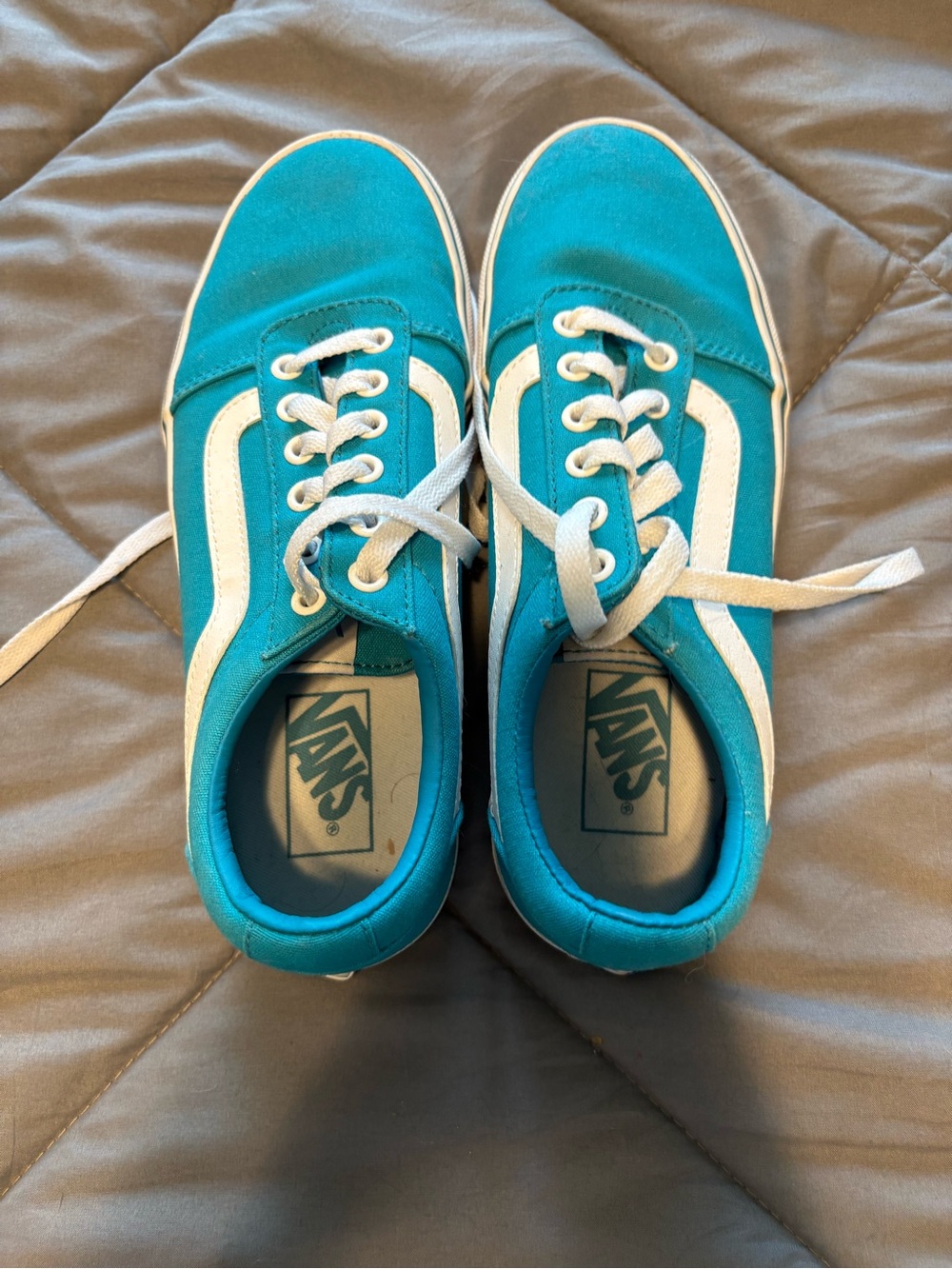 Vans Teal Blue and White Old Skool Sneakers